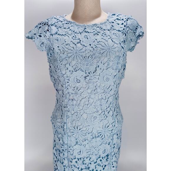 Lulus Romance Language Blue Floral Crochet Lace Mini Dress Backless Size Small - Picture 3 of 9